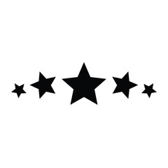 Obraz premium Five black stars in a row symbolizing quality, rating, and excellence on a white background.