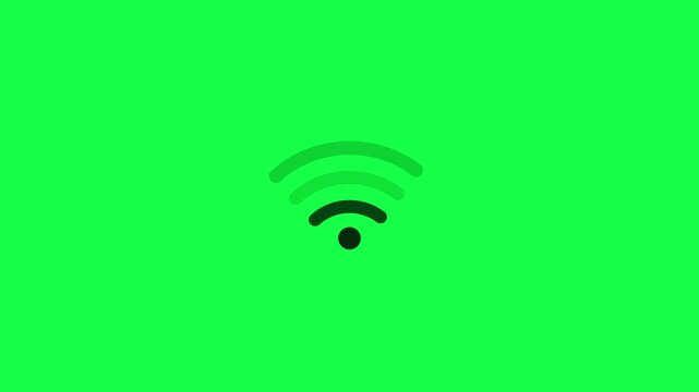Animated fade wave wi-fi signal icon motion graphic overlay loop on animation green background  k4 video 