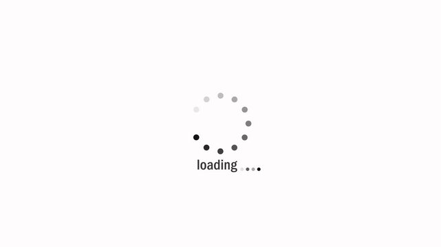 Please wait loading intermission animated. Icon symbol starting soon. Spinning waiting icon on background. Loading circle animation. 4k video