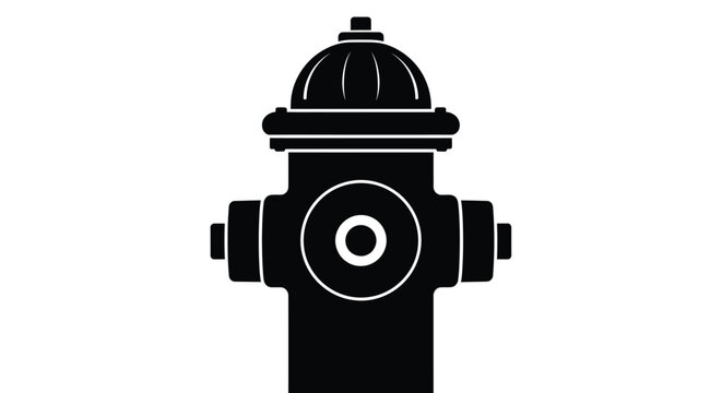 Simple black silhouette graphic icon representing a municipal fire hydrant against a white background