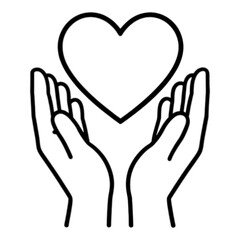 Obraz premium Heart In Hands Line Icon