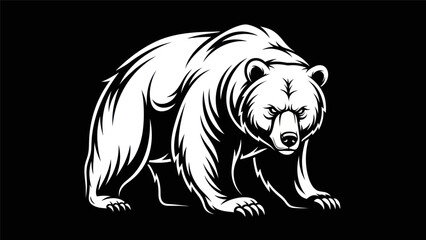 Fototapeta premium Bold bear illustration against black background