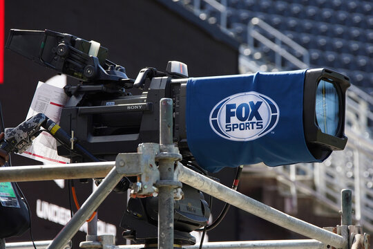  A camera from Fox Sports network during a United Football League game in the United States capital city of Washington D.C on April 7, 2024.