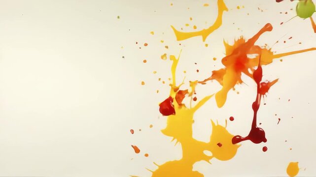 Colorful Paint Splatter Animation on White Background