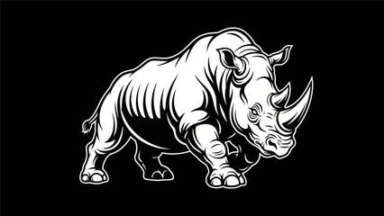 Bold monochrome rhino illustration © Kalimasada
