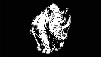 Bold rhino illustration against black background © Kalimasada