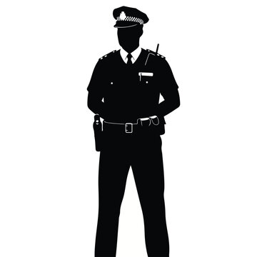Silhouette of a Professional Police Officer in Uniform