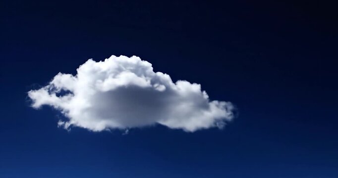 Single Puffy White Cloud Against Deep Blue Sky