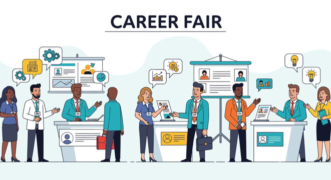 People attending a career fair event.