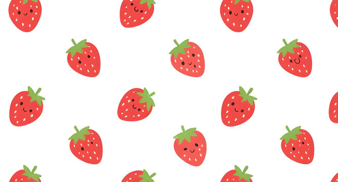 seamless background with strawberry isolated on white background for fruit pattern design, seamless strawberry pattern background for textile and surface design projects, strawberry fruit seamless bac