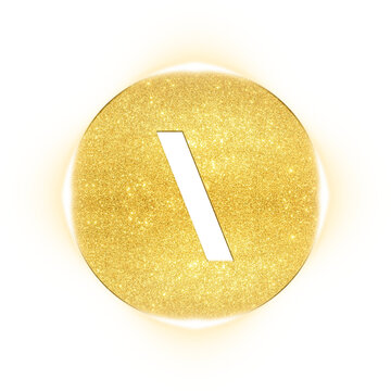 Golden sparkling backslash symbol icon for coding and technology