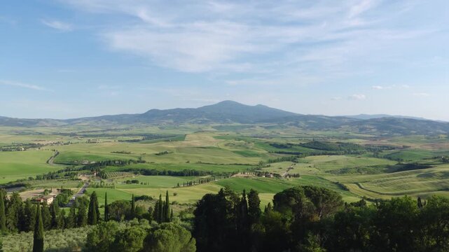 Panoramic Val d&rsquo;Orcia Countryside View from Pienza, Tuscany