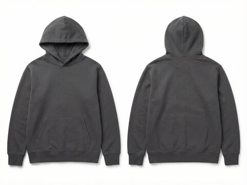 Blank Dark Grey Hoodie Mockup Front and Back View