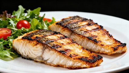 Grilled Salmon Fillets with Fresh Greens