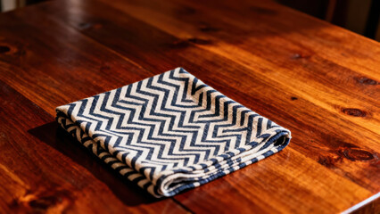 Stylish Zigzag Kitchen Towel on Wooden Table