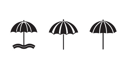 Fototapeta premium Three beach umbrellas with striped patterns on white background beach umbrellas summer vacation travel