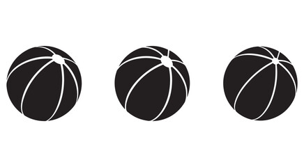 Fototapeta premium Three black and white basketballs side by side on white background sports equipment
