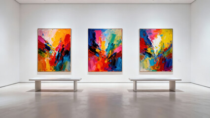 Vibrant Abstract Art in Modern Gallery
