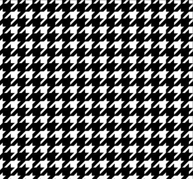 Classic black and white houndstooth seamless pattern background. Traditional fashion textile pattern with repeating geometric design, ideal for fabric prints, fashion design, wallpapers and graphic ba