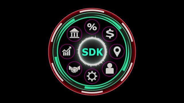 Sdk abbreviation in animated digital circle