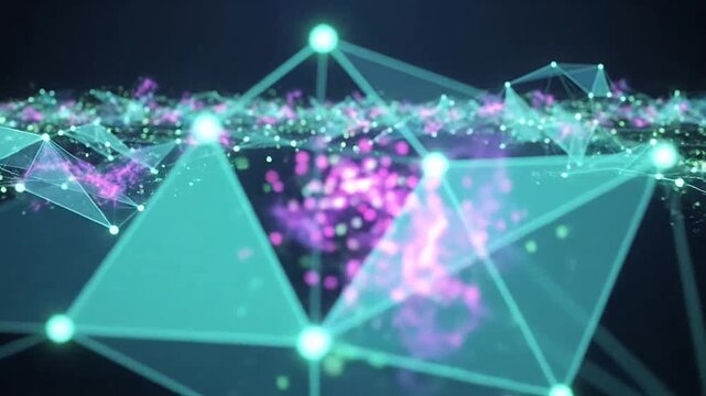 Abstract digital network connections with glowing particles and nebulae