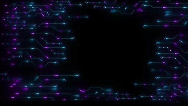 Abstract Technology black blackground Network Data Flow, Cyber Communication Concept 4k video...