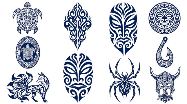 Tribal Tattoo Designs for Graphic Design, Web, Apparel, and Cultural Art Projects