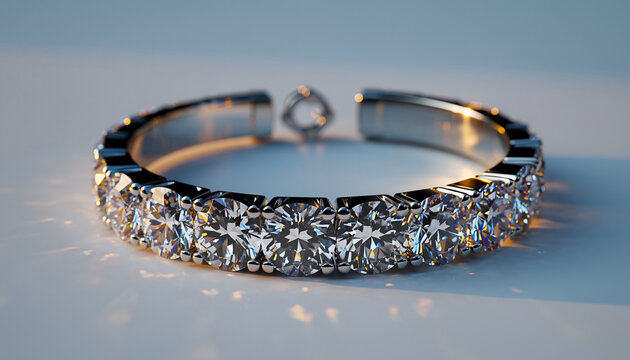 Diamond encrusted silver metal bracelet jewelry.