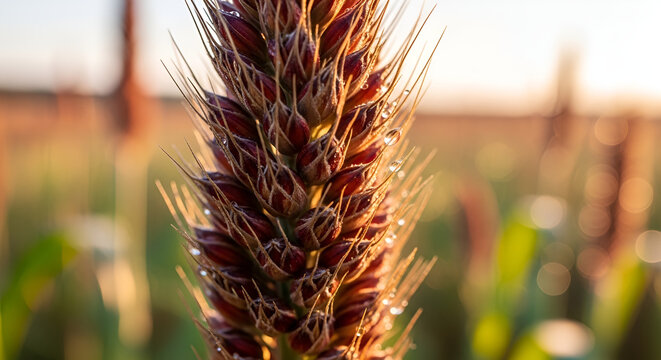 Milo crop ripening in the agricultural field at sunrise