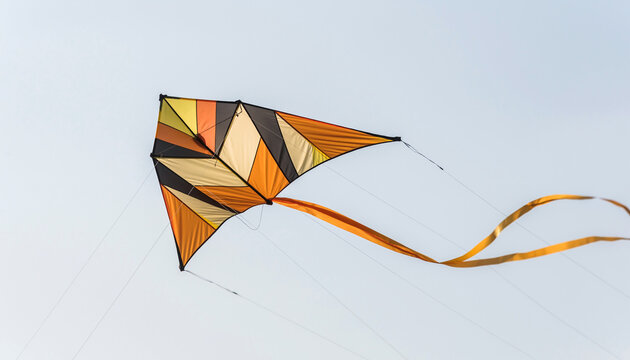 Vibrant kite soaring through clear sky.