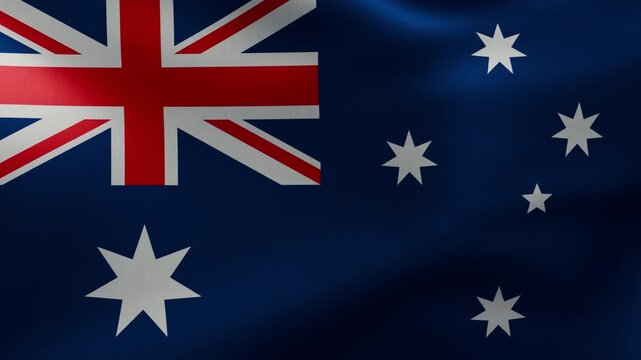 Looping animation of the flag of Australia fluttering in the wind