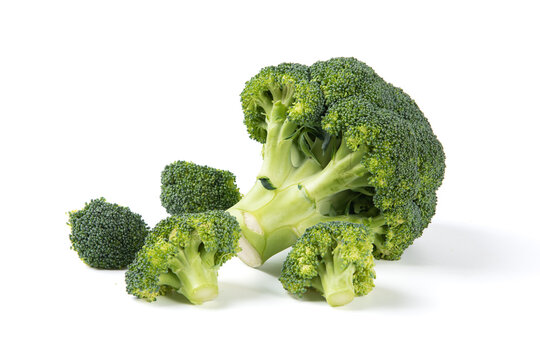 fresh broccoli florets vegetable isolated on white background