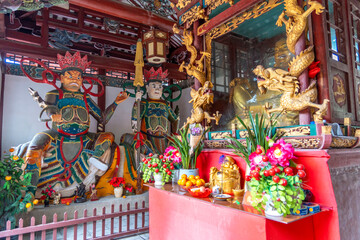 Obraz premium The statues that are worshipped in Puguang Temple or Puguang Chan is a Buddhist temple located in Yongding District of Zhangjiajie, China (White Goat Ancient Temple). 