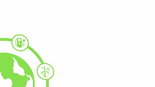 Animated Earth Day Green Energy with simbol rotation on earth line on transparent background. Perfect for environment, sustainability, and green energy projects. 4K Video