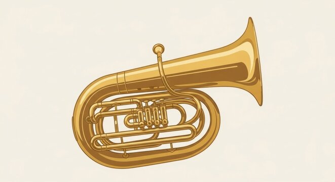 Golden Euphonium Musical Instrument Illustration.