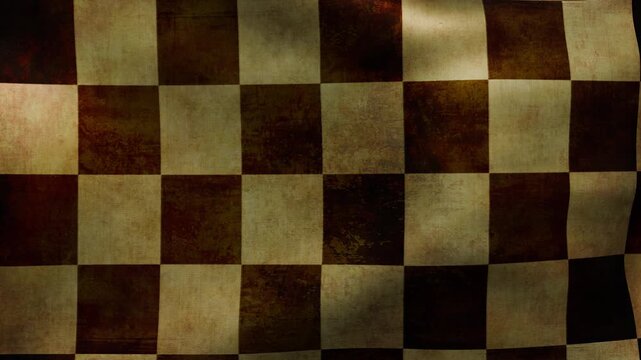 Continuous motion of a checkered flag with a worn fabric texture