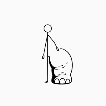 Stick figure vector illustration depicting a person with severe leg swelling resembling elephantiasis