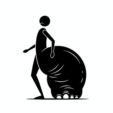 Black and white vector illustration of a person with a swollen neck or mumps symptom