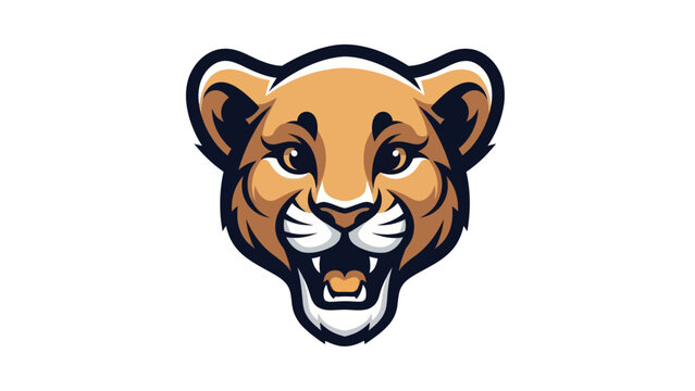 Cartoon cougar head graphic illustration