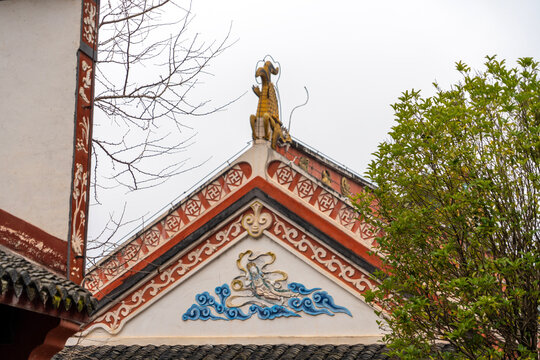 Detail ornament at Puguang Chan Templeis a Buddhist temple located in Yongding District of Zhangjiajie., China. The extant structure is based on the Ming and Qing 