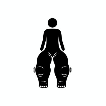 Flat Black Icon Of A Stick Figure Representing Elephantiasis And Severe Swollen Legs Due To Lymphedema