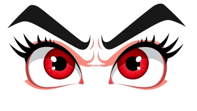 Cartoon Angry Eyes Blinking with Exaggerated Eyebrows Flat Emoji Style Loop Animation