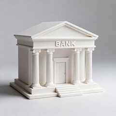 Obraz premium White Model Bank Building with Columns