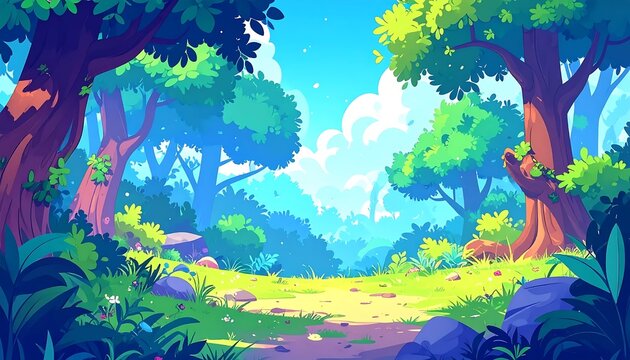 A serene forest path surrounded by lush greenery and trees