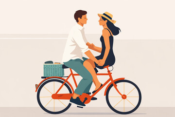 Obraz premium young couple on bikes