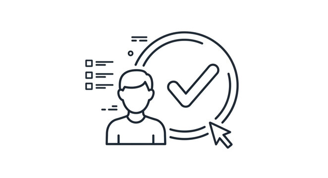 User Profile Verification with Tick Mark and Cursor Illustration.