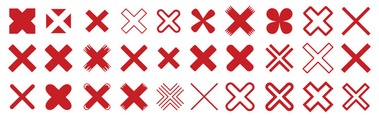 Obraz premium Collection of red crossmark symbol design.