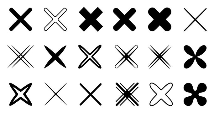 Different crossmark symbol design set