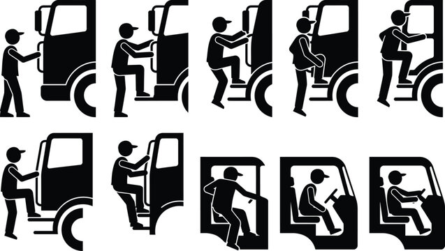 Sicherer Einstieg in einen LKW: Schritt-f&uuml;r-Schritt-Anleitung f&uuml;r Fahrer zur korrekten Nutzung der Kabine.