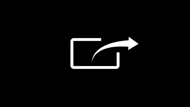 White export icon featuring a square and curving arrow on black